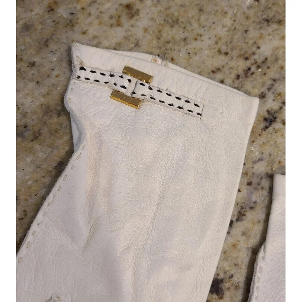 Vtg Size XS-S Off White Soft Leather Formal 7.5